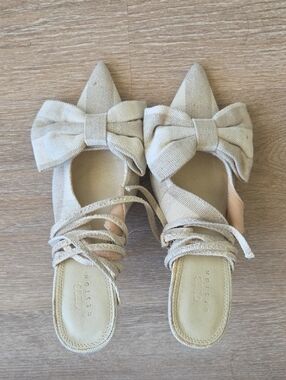 ASOS Peony Bow-Accent Pointed-Toe Tie Leg Heels -size 6